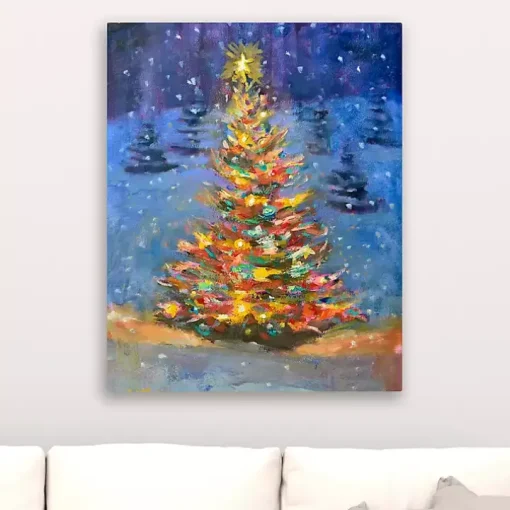 Christmas Tree Multi Lights Canvas Art Print