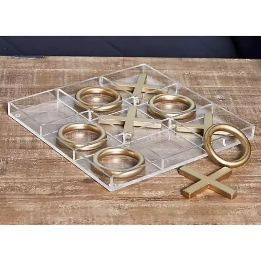 Clear and Gold Tic Tac Toe Board