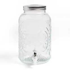 Clear Embossed Glass 1 Gallon Drink Dispenser