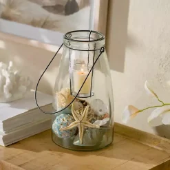Clear Glass Lantern With Metal Insert