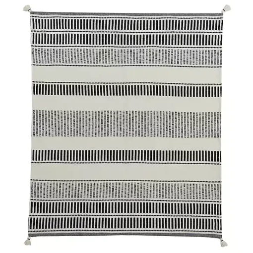 Coal Geometric Striped Throw
