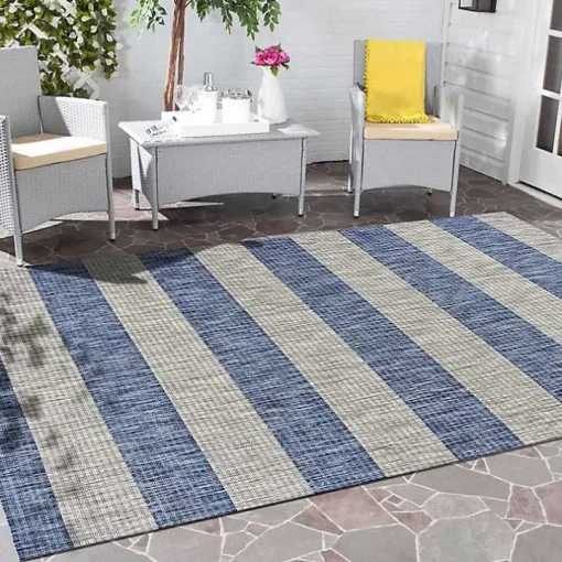Coastal Stripes Outdoor Area Rug, 7x9