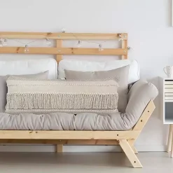 Comfort Beige Knots & Fringe Lumbar Pillow