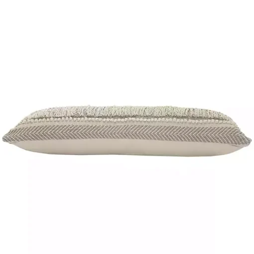 Comfort Beige Knots & Fringe Lumbar Pillow