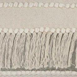 Comfort Beige Knots & Fringe Lumbar Pillow
