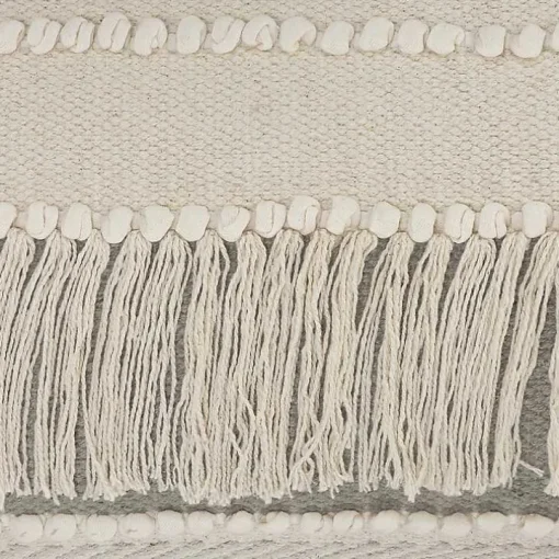 Comfort Beige Knots & Fringe Lumbar Pillow