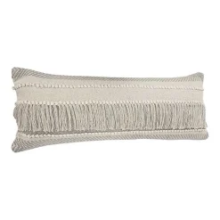 Comfort Beige Knots & Fringe Lumbar Pillow