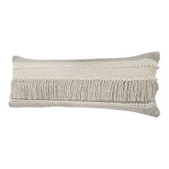 Comfort Beige Knots & Fringe Lumbar Pillow