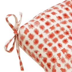 Coral Checkered Outdoor Bench Cushion