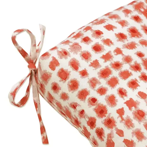 Coral Checkered Outdoor Bench Cushion