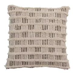 Cream Block Print Throw Pillow