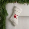 Cream Knit Monogram K Christmas Stocking