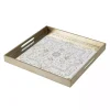 Cream Moroccan Pattern Tray with Gold Edges