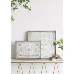 Cream Moroccan Pattern Tray with Gold Edges