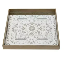 Cream Moroccan Pattern Tray with Gold Edges