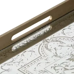 Cream Moroccan Pattern Tray with Gold Edges
