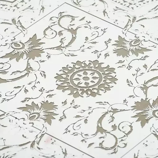Cream Moroccan Pattern Tray with Gold Edges