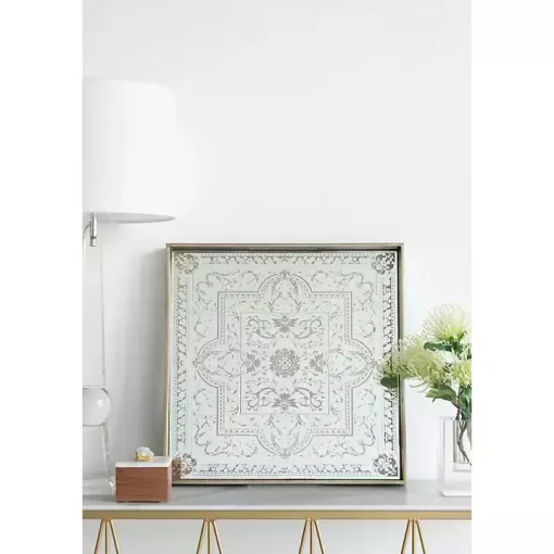Cream Moroccan Pattern Tray with Gold Edges