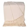 Cream Simple Chevron Tassel Throw