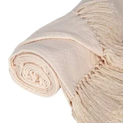Cream Simple Chevron Tassel Throw