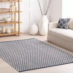 Dark Gray and Ivory Dainty Diamond Area Rug, 5x8