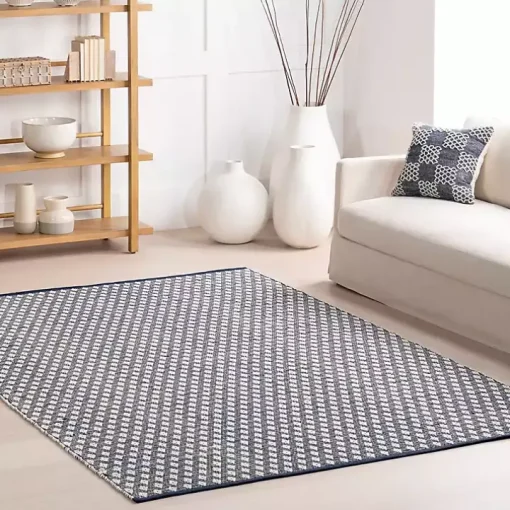 Dark Gray and Ivory Dainty Diamond Area Rug, 5x8