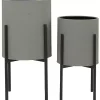 Dark Gray Barrel 2-pc. Planter Set