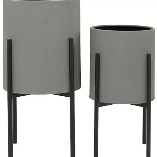 Dark Gray Barrel 2-pc. Planter Set
