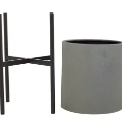 Dark Gray Barrel 2-pc. Planter Set