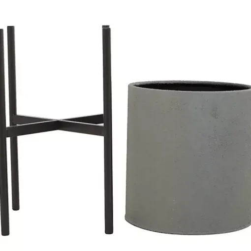 Dark Gray Barrel 2-pc. Planter Set