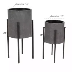 Dark Gray Barrel 2-pc. Planter Set