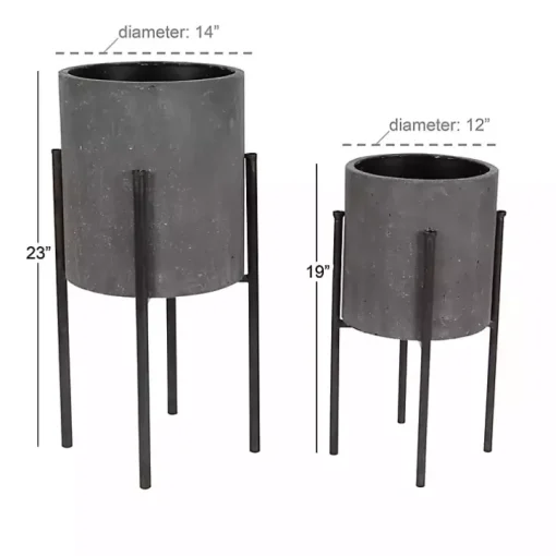 Dark Gray Barrel 2-pc. Planter Set