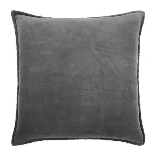 Dark Gray Solid Cotton Pillow, 22 in.