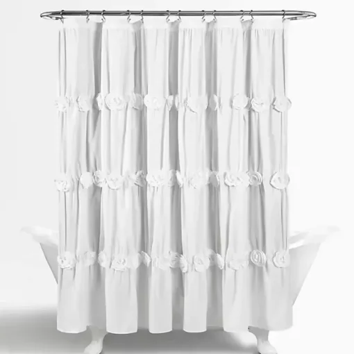 Darla White Floral Shower Curtain