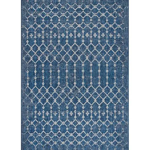 Davon Blue Moroccan Trellis Outdoor Rug, 8x10