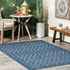 Davon Blue Moroccan Trellis Outdoor Rug, 8x10