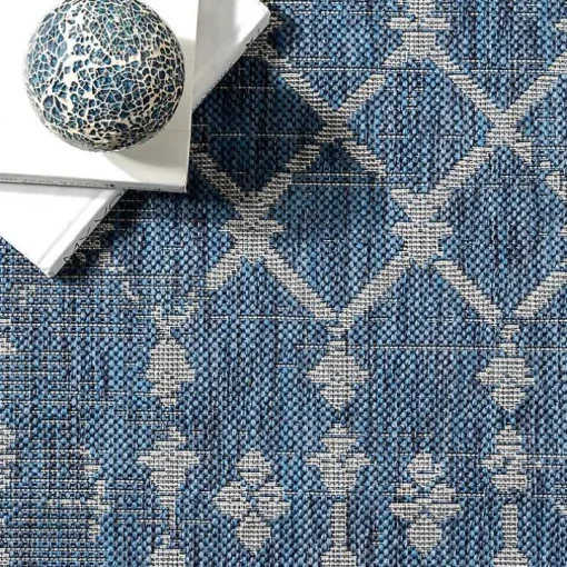 Davon Blue Moroccan Trellis Outdoor Rug, 8x10