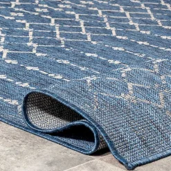 Davon Blue Moroccan Trellis Outdoor Rug, 8x10