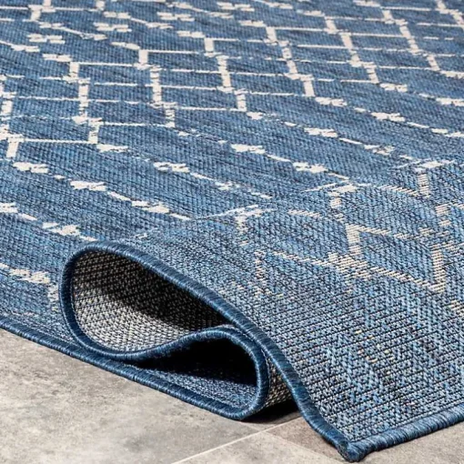 Davon Blue Moroccan Trellis Outdoor Rug, 8x10