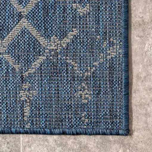 Davon Blue Moroccan Trellis Outdoor Rug, 8x10