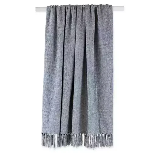 Demin Blue Chenille Fringe Throw