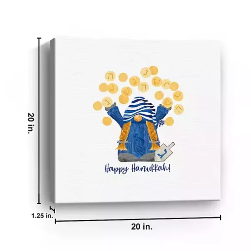 Dreidel Gelt Game Gnome Canvas Art Print