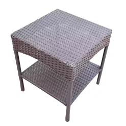 Espresso Resin Wicker Side Table