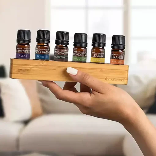 Essential Oil Variety Pack with Bamboo Holder