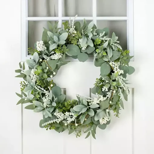 Eucalyptus with Lambs Ear and White Berry Wreath