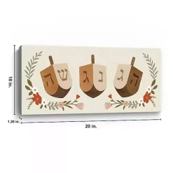 Floral Dreidel Trio Canvas Art Print