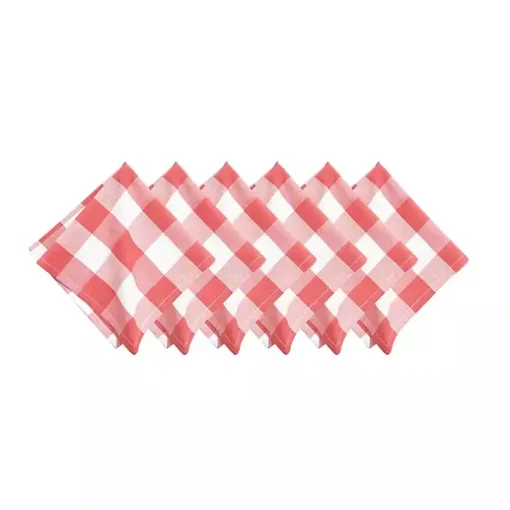 Franklin Coral Gingham Napkins, Set of 6
