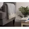French Blue Chevron and Fringe Throw