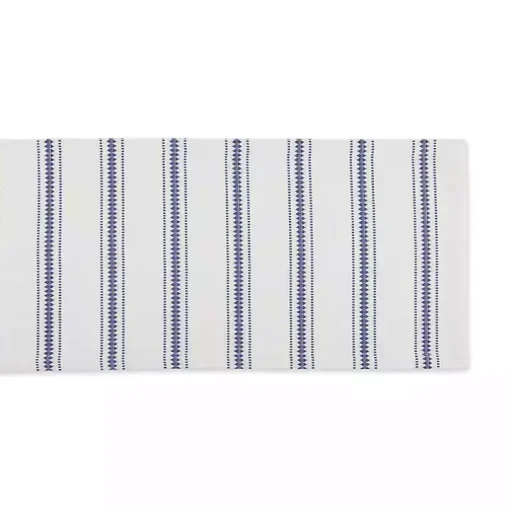 French Blue Zig Zag Stripe Table Runner, 72 in.