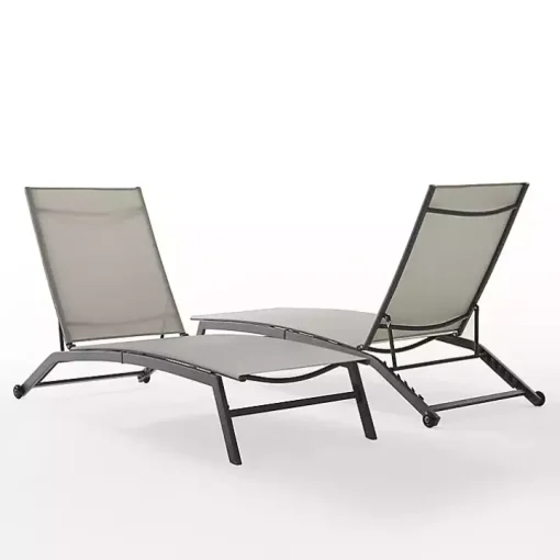 Gibson Gray Mesh Outdoor Loungers, Set of 2